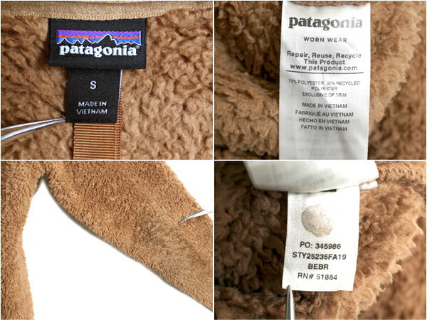 19年製 パタゴニア ロスガトス ハーフジップ レディース S 古着 Patagonia アウトドア 毛長 パイル ボア フリース ジャケット プルオーバー