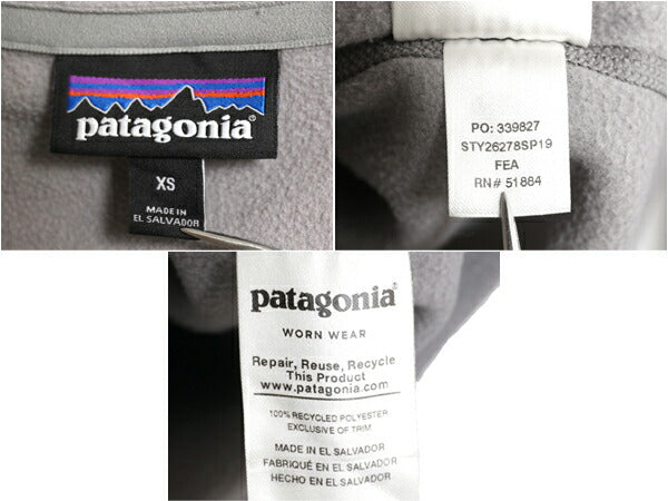 19年製 パタゴニア マイクロD ハーフジップ フリース プルオーバー レディース XS 古着 Patagonia ロンT 長袖 Tシャツ ハイネック 薄手 灰