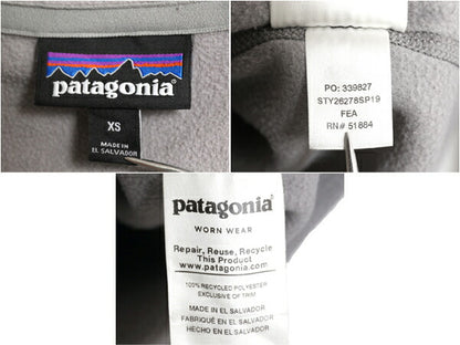 19年製 パタゴニア マイクロD ハーフジップ フリース プルオーバー レディース XS 古着 Patagonia ロンT 長袖 Tシャツ ハイネック 薄手 灰