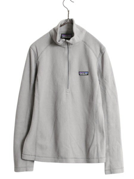 19年製 パタゴニア マイクロD ハーフジップ フリース プルオーバー レディース XS 古着 Patagonia ロンT 長袖 Tシャツ ハイネック 薄手 灰