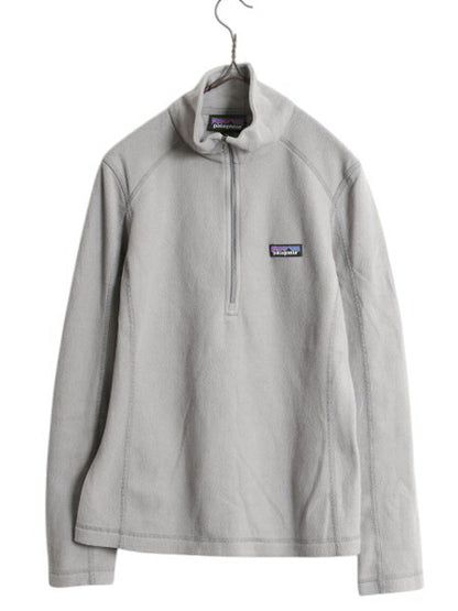 19年製 パタゴニア マイクロD ハーフジップ フリース プルオーバー レディース XS 古着 Patagonia ロンT 長袖 Tシャツ ハイネック 薄手 灰