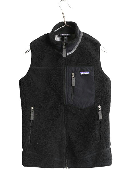 15年製 パタゴニア クラシック レトロX フリース ベスト レディース XS 古着 PATAGONIA アウトドア フルジップ パイル ハイネック ブラック