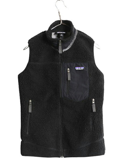 15年製 パタゴニア クラシック レトロX フリース ベスト レディース XS 古着 PATAGONIA アウトドア フルジップ パイル ハイネック ブラック