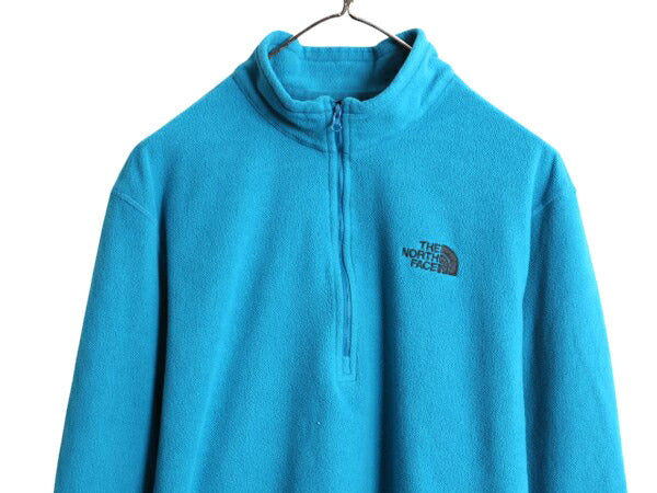 ノースフェイス 長袖 フリース Tシャツ メンズ XL / 古着 The North Face アウトドア ロンT ハーフジップ ハイネック 大きいサイズ 薄手 青