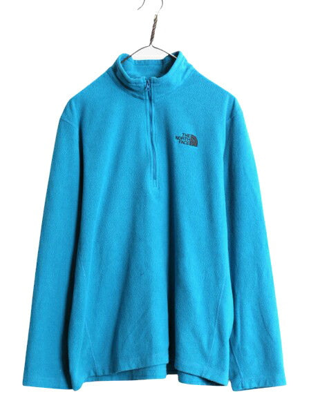 ノースフェイス 長袖 フリース Tシャツ メンズ XL / 古着 The North Face アウトドア ロンT ハーフジップ ハイネック 大きいサイズ 薄手 青