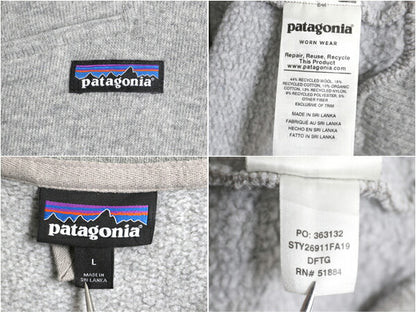パタゴニア ウーリー フリース プルオーバー レディース Ｌ/ 19年代 Patagonia アウトドア ウール ジャケット ハーフジップ ハイネック 灰