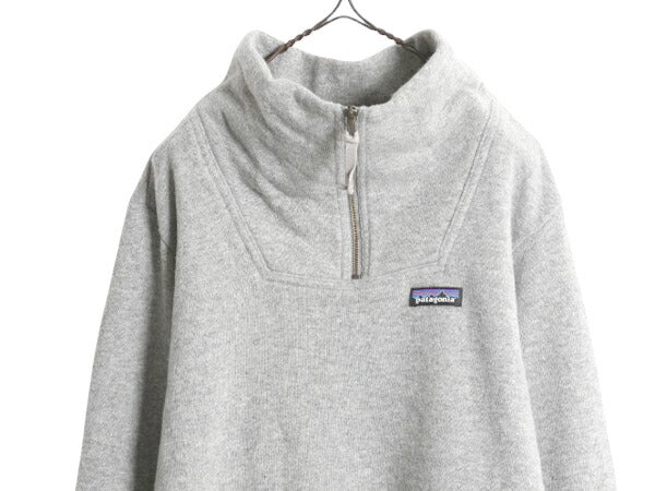 パタゴニア ウーリー フリース プルオーバー レディース Ｌ/ 19年代 Patagonia アウトドア ウール ジャケット ハーフジップ ハイネック 灰