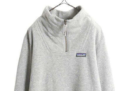 パタゴニア ウーリー フリース プルオーバー レディース Ｌ/ 19年代 Patagonia アウトドア ウール ジャケット ハーフジップ ハイネック 灰
