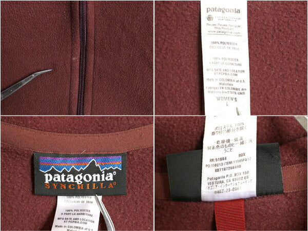 パタゴニア シンチラ フリース フルジップ ジャケット レディース L 12年製 Patagonia ハイネック 薄手 アウトドア ワンポイント ロゴ刺繍