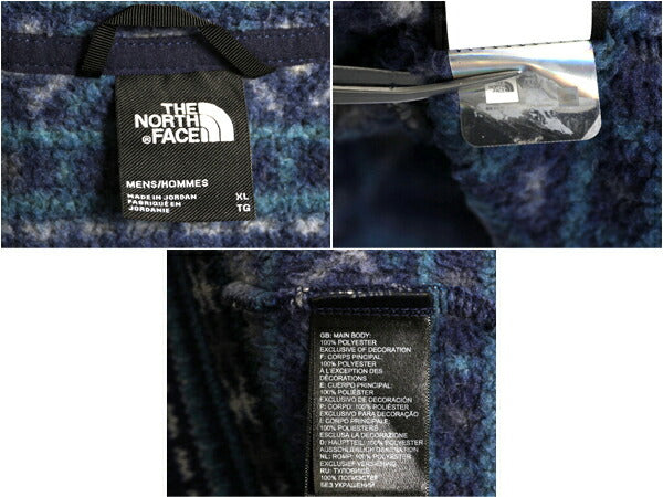 US企画 ノースフェイス 総柄 セーター フリース ジャケット メンズ XL The North Face ニット プルオーバー ハーフジップ ノルディック 紺