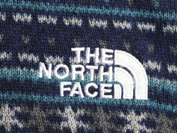 US企画 ノースフェイス 総柄 セーター フリース ジャケット メンズ XL The North Face ニット プルオーバー ハーフジップ ノルディック 紺
