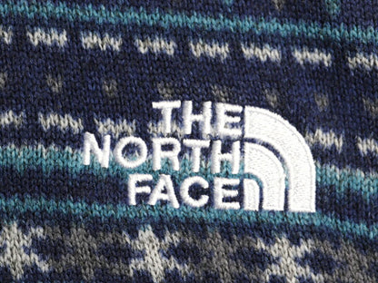 US企画 ノースフェイス 総柄 セーター フリース ジャケット メンズ XL The North Face ニット プルオーバー ハーフジップ ノルディック 紺