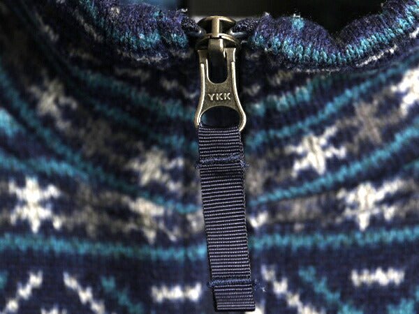 US企画 ノースフェイス 総柄 セーター フリース ジャケット メンズ XL The North Face ニット プルオーバー ハーフジップ ノルディック 紺