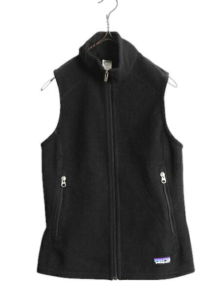 パタゴニア シンチラ フリース ベスト レディース XS / 古着 Patagonia アウトドア フルジップ 重ね着 前開き ハイネック ワンポイント 黒