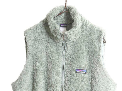 パタゴニア ロスガトス フリース ベスト レディース L / 14年製 Patagonia 毛長 パイル ボア 重ね着 フルジップ アウトドア ハイネック 緑