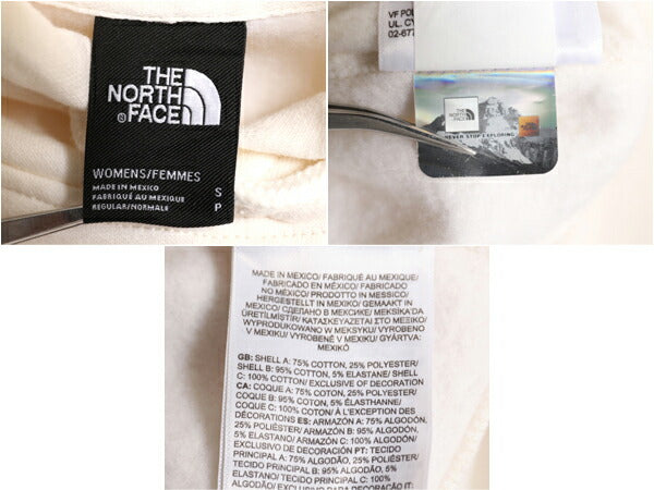 ノースフェイス プリント スウェット フード パーカー レディース S / The North Face プルオーバー トレーナー 裏起毛 アウトドア 薄手 白