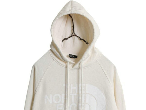 ノースフェイス プリント スウェット フード パーカー レディース S / The North Face プルオーバー トレーナー 裏起毛 アウトドア 薄手 白