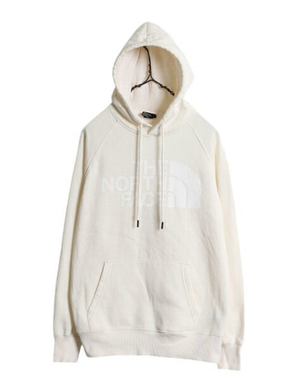 ノースフェイス プリント スウェット フード パーカー レディース S / The North Face プルオーバー トレーナー 裏起毛 アウトドア 薄手 白