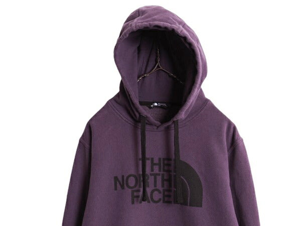 ノースフェイス ロゴ プリント スウェット フード パーカー メンズ М 古着 The North Face プルオーバー 裏起毛 トレーナー アウトドア 紫