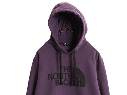 ノースフェイス ロゴ プリント スウェット フード パーカー メンズ М 古着 The North Face プルオーバー 裏起毛 トレーナー アウトドア 紫