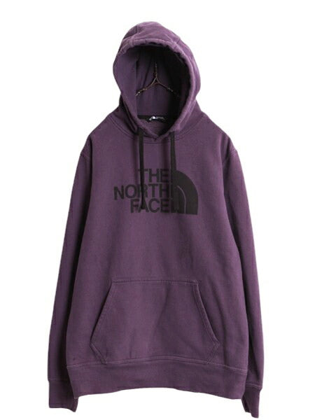 ノースフェイス ロゴ プリント スウェット フード パーカー メンズ М 古着 The North Face プルオーバー 裏起毛 トレーナー アウトドア 紫