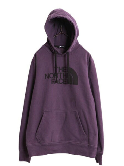 ノースフェイス ロゴ プリント スウェット フード パーカー メンズ М 古着 The North Face プルオーバー 裏起毛 トレーナー アウトドア 紫