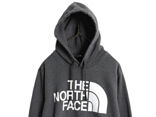 ノースフェイス プリント スウェット フード パーカー メンズ M / 古着 The North Face プルオーバー トレーナー 裏起毛 アウトドア 濃灰