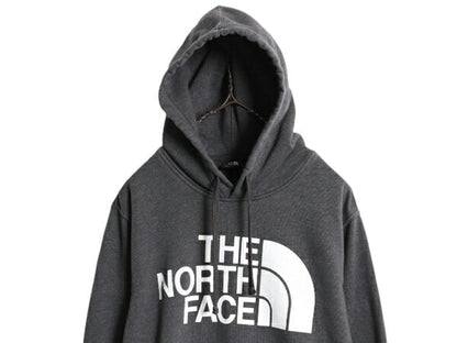 ノースフェイス プリント スウェット フード パーカー メンズ M / 古着 The North Face プルオーバー トレーナー 裏起毛 アウトドア 濃灰