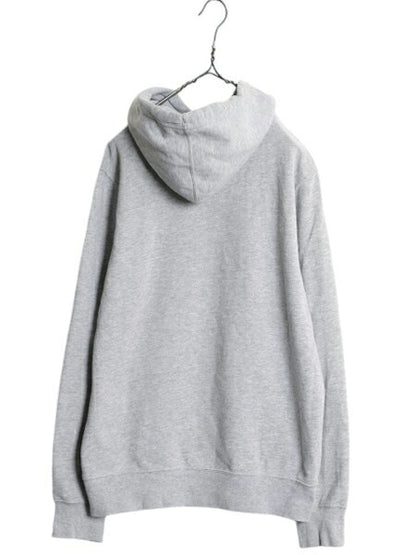 ノースフェイス プリント スウェット フード パーカー メンズ M 古着 The North Face プルオーバー 裏起毛 トレーナー アウトドア 薄手 灰