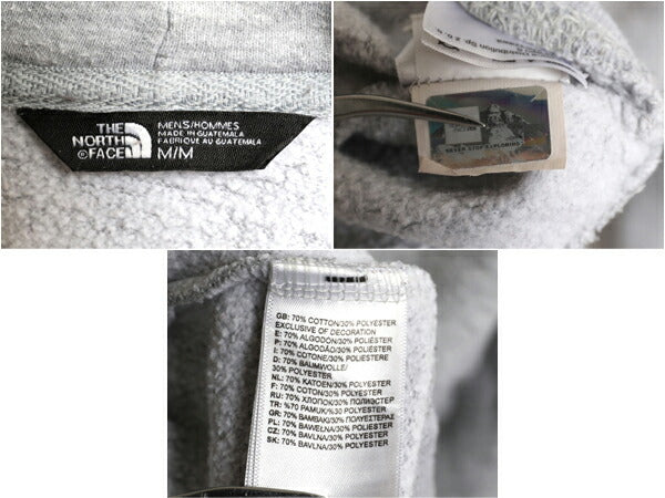 ノースフェイス プリント スウェット フード パーカー メンズ M 古着 The North Face プルオーバー 裏起毛 トレーナー アウトドア 薄手 灰