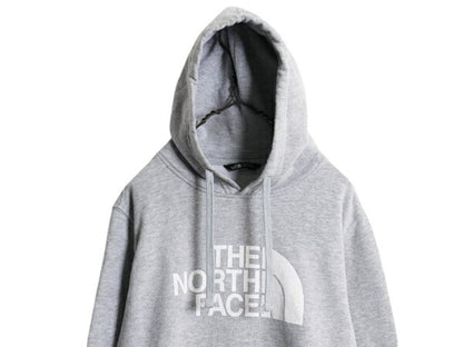 ノースフェイス プリント スウェット フード パーカー メンズ M 古着 The North Face プルオーバー 裏起毛 トレーナー アウトドア 薄手 灰