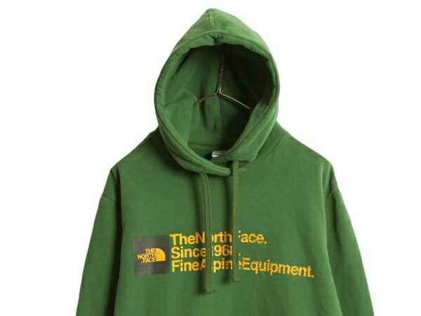 ノースフェイス プリント スウェット フード パーカー メンズ L 古着 The North Face プルオーバー トレーナー アウトドア ヘビーウェイト