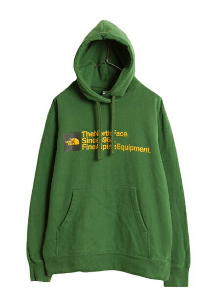 ノースフェイス プリント スウェット フード パーカー メンズ L 古着 The North Face プルオーバー トレーナー アウトドア ヘビーウェイト