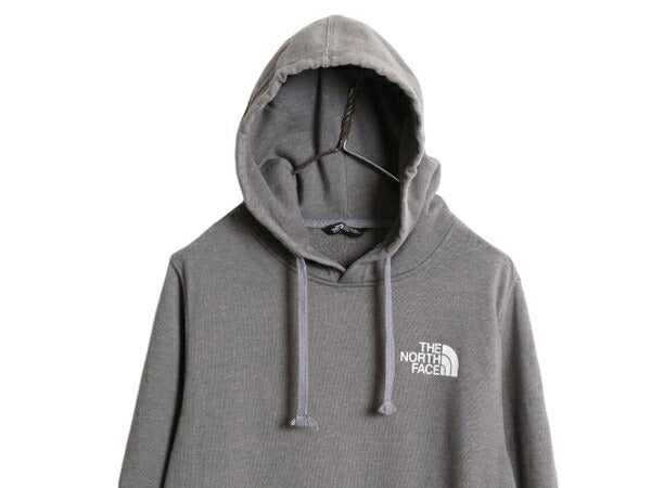 ノースフェイス 両面 プリント スウェット フード パーカー メンズ M 古着 The North Face プルオーバー 裏起毛 トレーナー アウトドア 灰