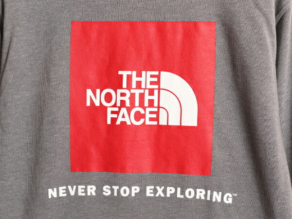 ノースフェイス 両面 プリント スウェット フード パーカー メンズ M 古着 The North Face プルオーバー 裏起毛 トレーナー アウトドア 灰