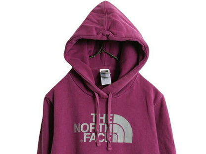 US企画 ノースフェイス ロゴ プリント スウェット フード パーカー レディース М 古着 The North Face プルオーバー 裏起毛 トレーナー 紫
