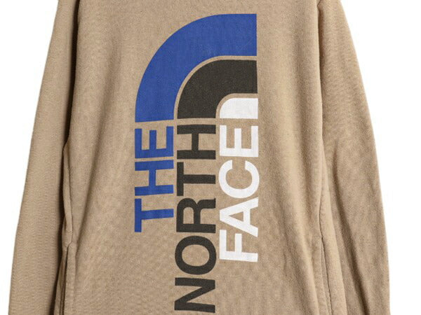 ノースフェイス プリント スウェット フード パーカー メンズ S 古着 The North Face プルオーバー トレーナー 裏起毛 アウトドア ツートン