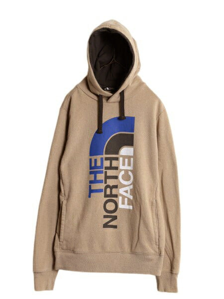 ノースフェイス プリント スウェット フード パーカー メンズ S 古着 The North Face プルオーバー トレーナー 裏起毛 アウトドア ツートン
