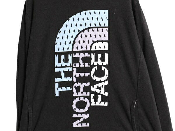 ノースフェイス プリント スウェット フード パーカー レディース XL 古着 大きいサイズ The North Face アウトドア プルオーバー ブラック
