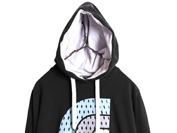ノースフェイス プリント スウェット フード パーカー レディース XL 古着 大きいサイズ The North Face アウトドア プルオーバー ブラック