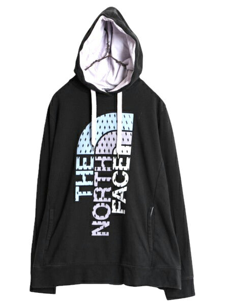 ノースフェイス プリント スウェット フード パーカー レディース XL 古着 大きいサイズ The North Face アウトドア プルオーバー ブラック