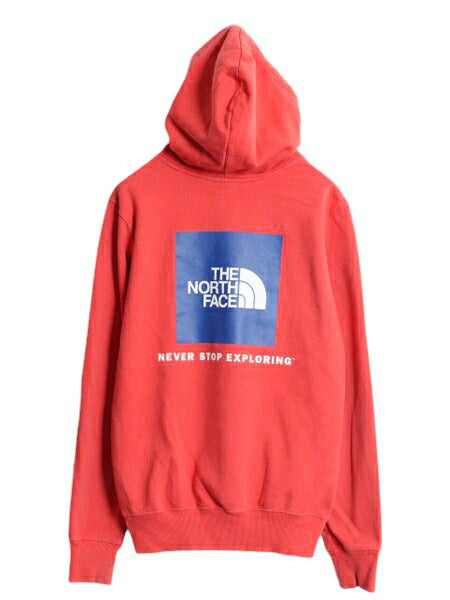 US企画 ノースフェイス 両面 プリント スウェット フード パーカー メンズ S The North Face 裏起毛 トレーナー アウトドア プルオーバー