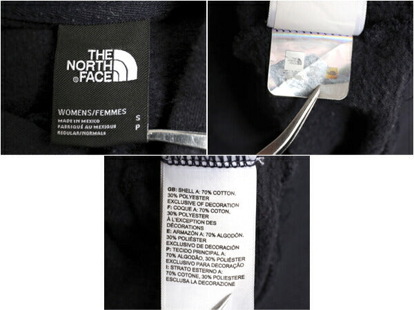 ノースフェイス プリント スウェット フード パーカー レディース S / The North Face プルオーバー 裏起毛 トレーナー ベア イラスト 濃紺