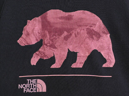 ノースフェイス プリント スウェット フード パーカー レディース S / The North Face プルオーバー 裏起毛 トレーナー ベア イラスト 濃紺