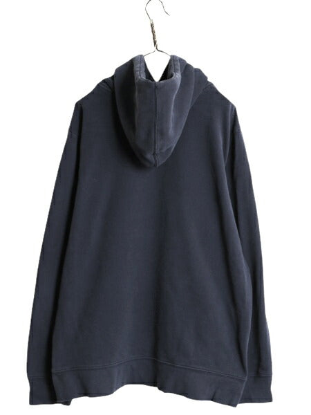 ノースフェイス プリント スウェット フード パーカー メンズ XL / 大きいサイズ 古着 The North Face 裏起毛 トレーナー プルオーバー 紺