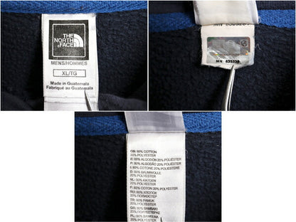 ノースフェイス プリント スウェット フード パーカー メンズ XL / 大きいサイズ 古着 The North Face 裏起毛 トレーナー プルオーバー 紺