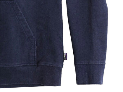 19年製 パタゴニア プリント スウェット フード パーカー メンズ L / Patagonia トレーナー プルオーバー ストレッチ アウトドア 裏起毛 紺