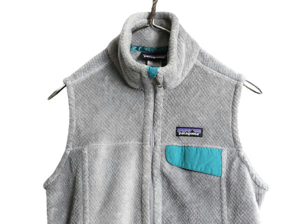 14年製 パタゴニア リツール ベスト レディース S 古着 Patagonia フルジップ フリース 重ね着 前開き ハイネック スナップT アウトドア 灰