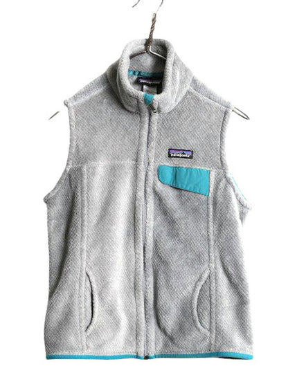 14年製 パタゴニア リツール ベスト レディース S 古着 Patagonia フルジップ フリース 重ね着 前開き ハイネック スナップT アウトドア 灰