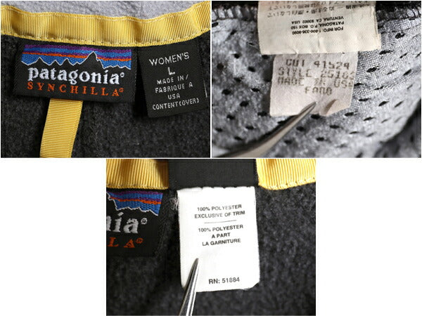 00s USA製 00年製 パタゴニア シンチラ フリース ベスト レディース L 古着 Patagonia アウトドア フルジップ 重ね着 前開き ハイネック 灰